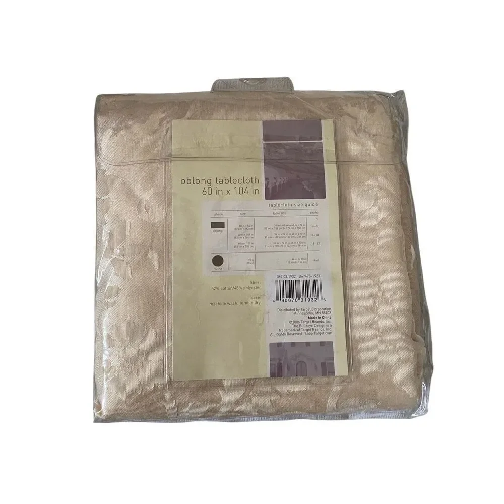 Target Home Beige Floral Oblong Tablecloth 60 x 104 Seats 8 to 10 Home Decor